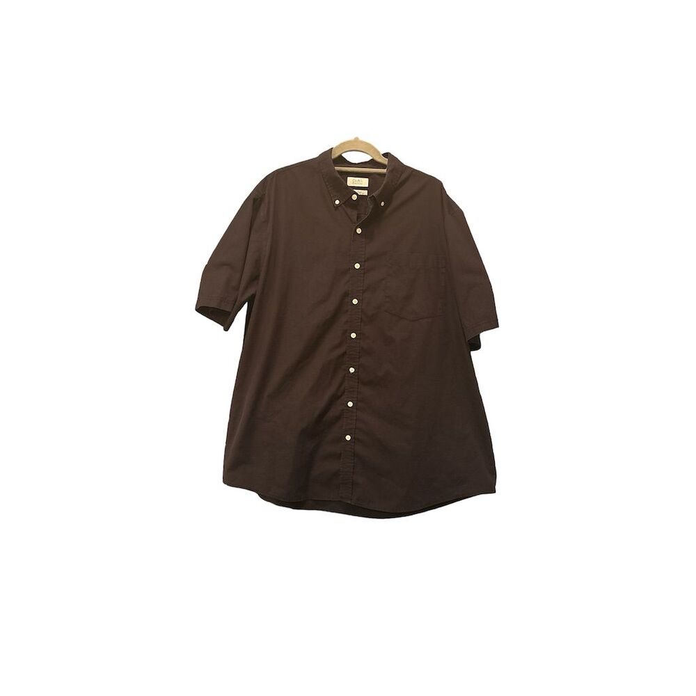 Croft & Barrow Men's 2XL Brown Short Sleeve Button-Up Shirt Easy Care